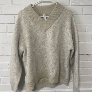 cream lululemon alpaca wool v-neck sweater size S